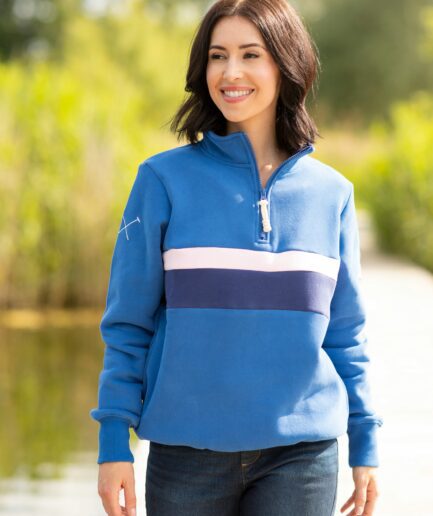 The Heritage Half-Zip Sweatshirt (Blue/Pink)