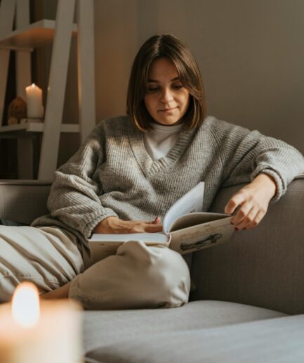 The Cozy V-Neck Fisherman Sweater (Heather Gray)